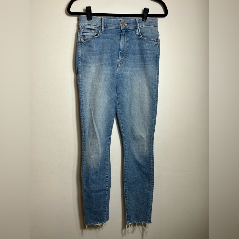 Mother The Looker Shoot To Thrill High Waisted Ankle Fray Leopard Jeans Women 27